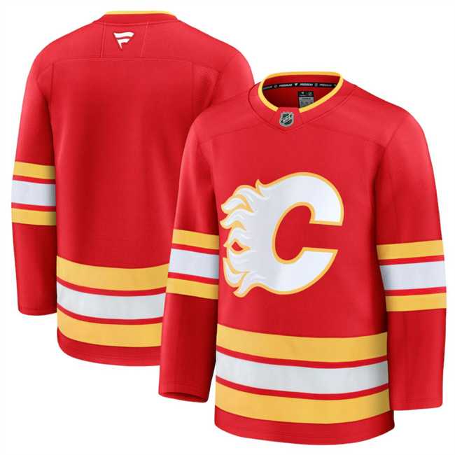 Mens Calgary Flames Custom Red 2024-25 Home Stitched Hockey Jersey